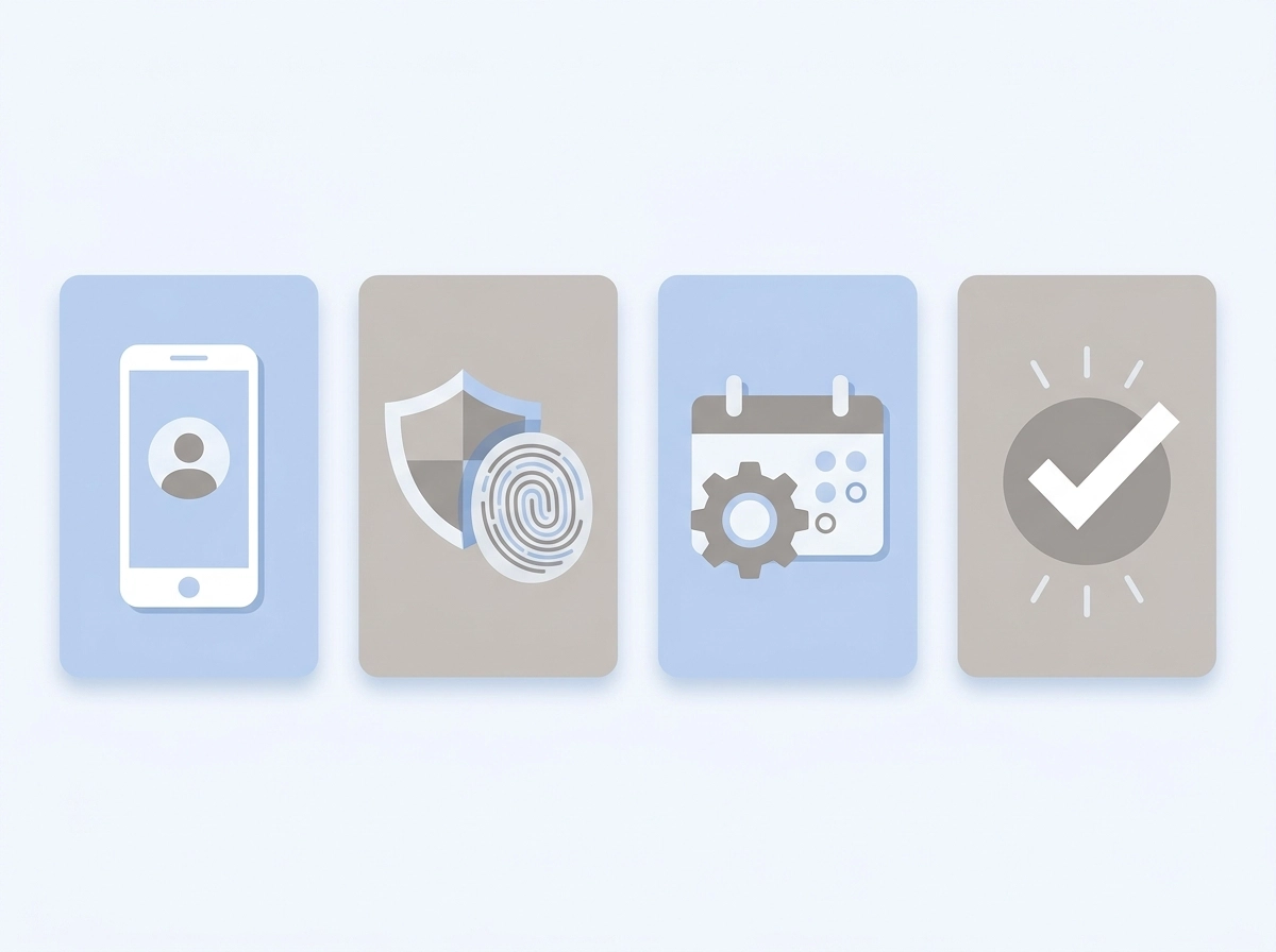 Stappenschema voor de DigiD-inschrijving op het Cruks-register: aanmelden, identiteit bevestigen, duur kiezen en bevestiging
